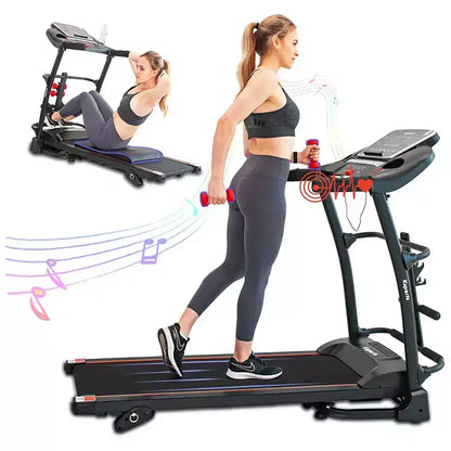 Ksports Multi-Functional Electric Treadmill Home Gym Cardio Strength Training Workout Set w/ Ab Mat, Sit-Up Strap, & Adjustable Incline