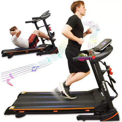 Ksports Multi-Functional Electric Treadmill Home Gym Cardio Strength Training Workout Set w/ Ab Mat, Sit-Up Strap, & Adjustable Incline