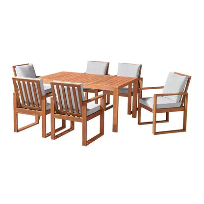 Ensemble de salle à manger d'extérieur 8 pièces Alaterre Furniture, table Weston avec parasol rectangulaire de 3 m