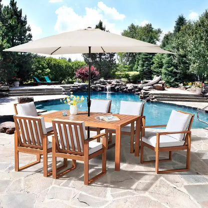 Ensemble de salle à manger d'extérieur 8 pièces Alaterre Furniture, table Weston avec parasol rectangulaire de 3 m
