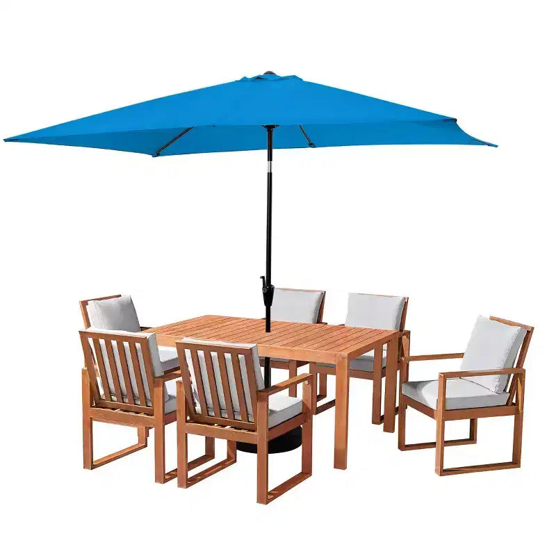Ensemble de salle à manger d'extérieur 8 pièces Alaterre Furniture, table Weston avec parasol rectangulaire de 3 m