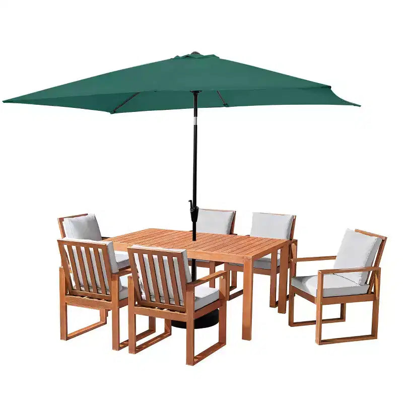 Ensemble de salle à manger d'extérieur 8 pièces Alaterre Furniture, table Weston avec parasol rectangulaire de 3 m