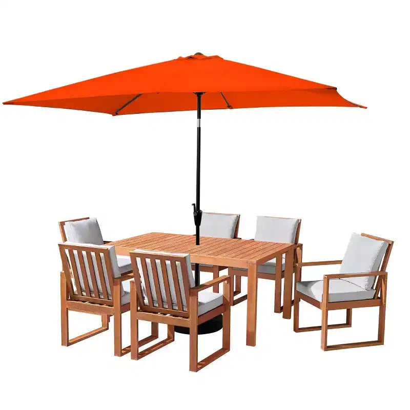 Ensemble de salle à manger d'extérieur 8 pièces Alaterre Furniture, table Weston avec parasol rectangulaire de 3 m