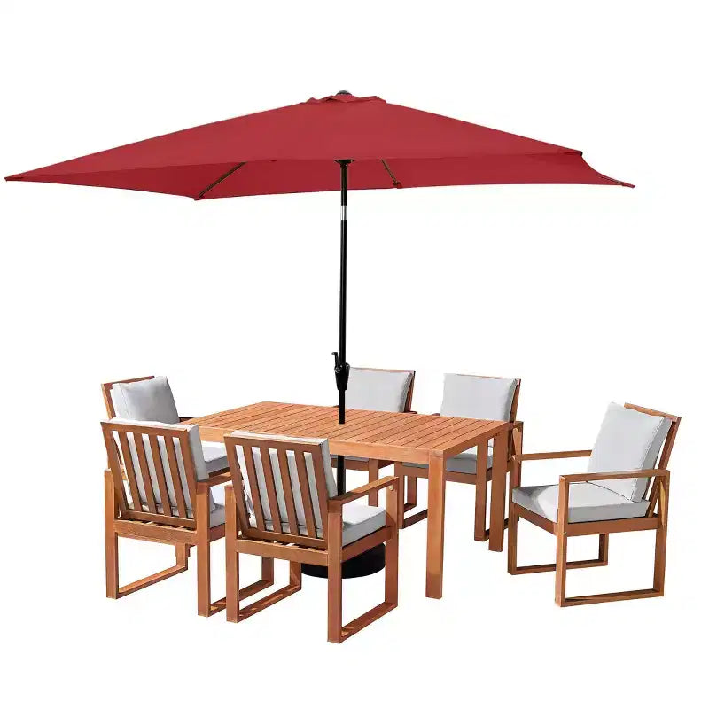 Ensemble de salle à manger d'extérieur 8 pièces Alaterre Furniture, table Weston avec parasol rectangulaire de 3 m
