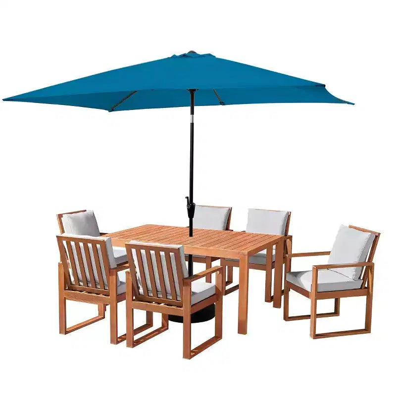Ensemble de salle à manger d'extérieur 8 pièces Alaterre Furniture, table Weston avec parasol rectangulaire de 3 m