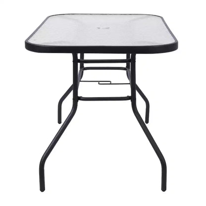 Merrick Lane 5 Piece Outdoor Dining Table Set for 4 with Glass-Top Patio Table and 4 Stack Chairs with Flex Comfort Material