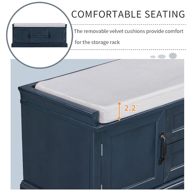 TREXM Storage Bench with Drawers and Cabinets