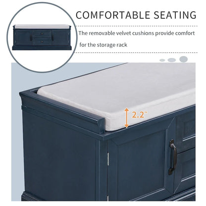 TREXM Storage Bench with Drawers and Cabinets