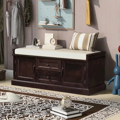 TREXM Storage Bench with Drawers and Cabinets