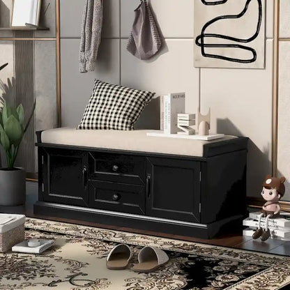 TREXM Storage Bench with Drawers and Cabinets