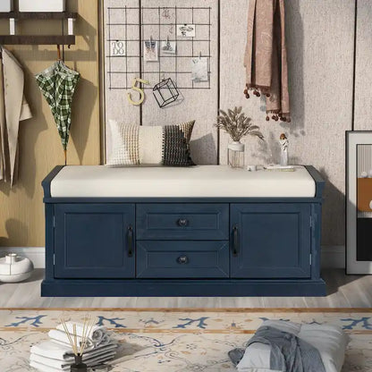 TREXM Storage Bench with Drawers and Cabinets