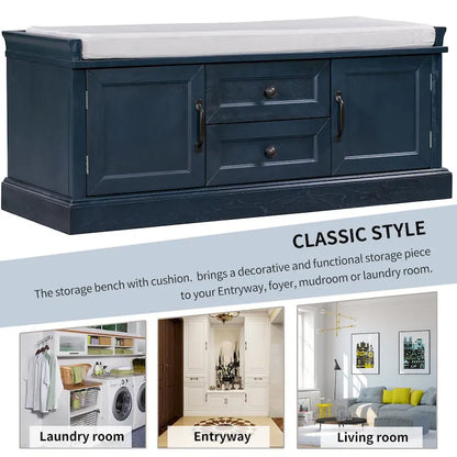 TREXM Storage Bench with Drawers and Cabinets