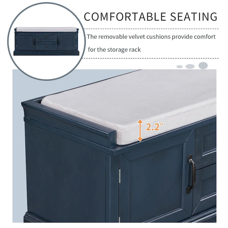 TREXM Storage Bench with Drawers and Cabinets