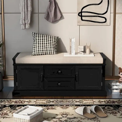 TREXM Storage Bench with Drawers and Cabinets