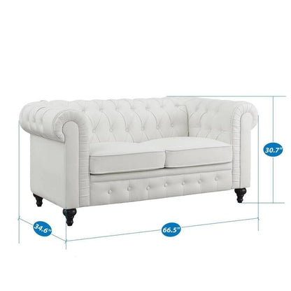 Emery Chesterfield Loveseat, Luxurious Comfort for Cozy Living Rooms, Mid-Century Modern couch, Elegance & Serenity