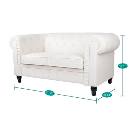 Emery Chesterfield Loveseat, Luxurious Comfort for Cozy Living Rooms, Mid-Century Modern couch, Elegance & Serenity