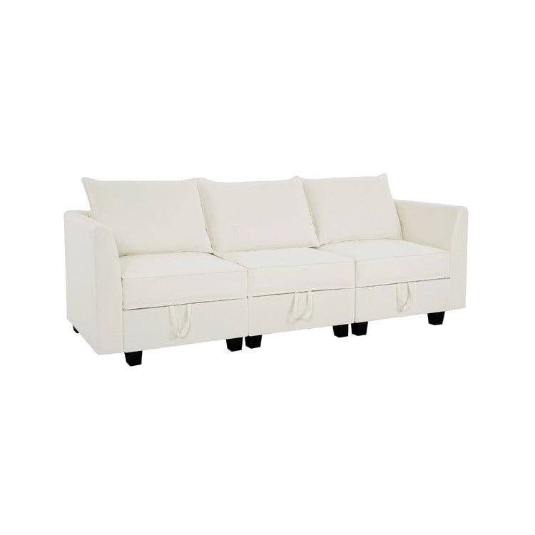 Modular 3 Piece Sofa with Soft Comfortable Seating Linen Sofa Couch with Sturdy Wooden Frame Ideal for Small Spaces