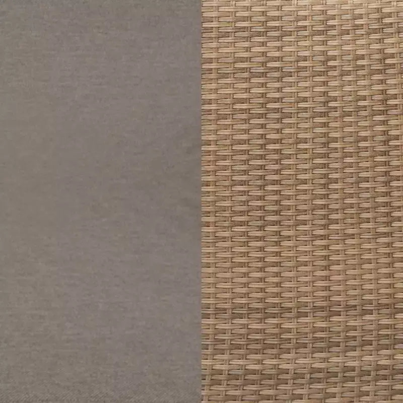 Merrick Lane Woven Rattan Modular Sofa Set for Indoor/Outdoor Use with Loveseat, Ottomans, and Tempered Glass Table