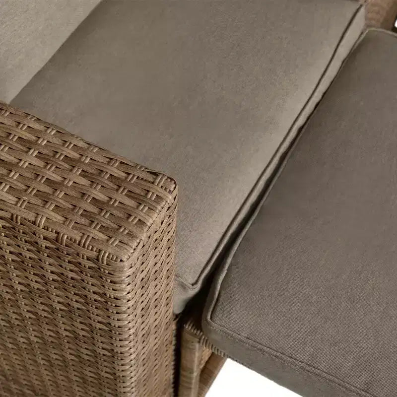 Merrick Lane Woven Rattan Modular Sofa Set for Indoor/Outdoor Use with Loveseat, Ottomans, and Tempered Glass Table