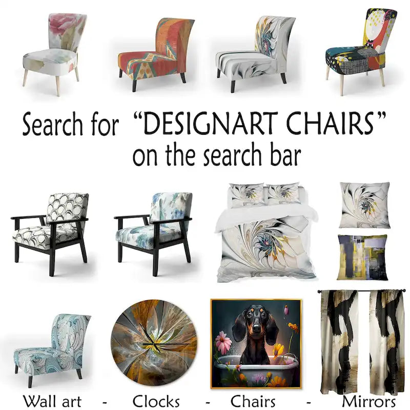 Designart Moroccan Orange Tiles Collage II Upholstered Bohemian Chic Accent Chair - Arm Chair