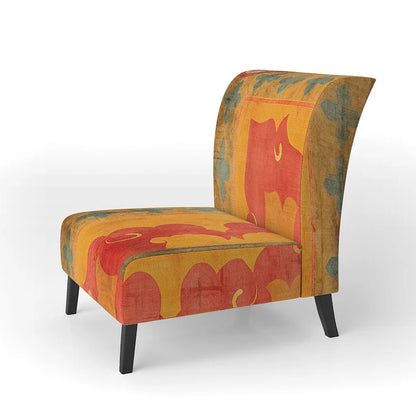 Designart Moroccan Orange Tiles Collage II Upholstered Bohemian Chic Accent Chair - Arm Chair
