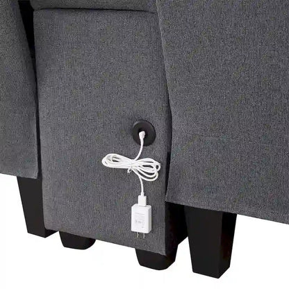 Merax 114.2 Upholstered Sofa with Console, 2 Cupholders and 2 USB Ports Wired or Wirelessly Charged