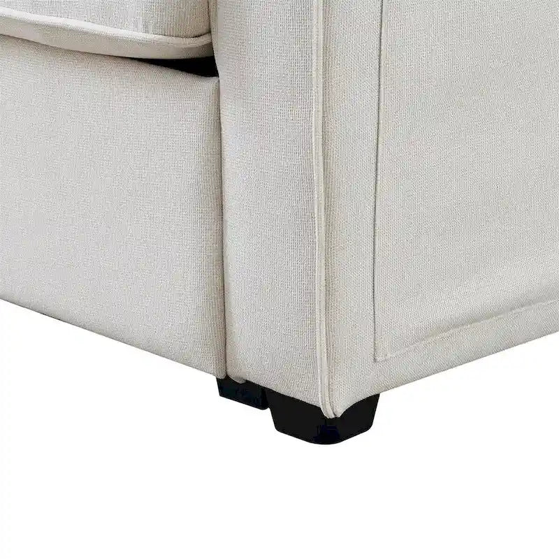 Merax 114.2 Upholstered Sofa with Console, 2 Cupholders and 2 USB Ports Wired or Wirelessly Charged