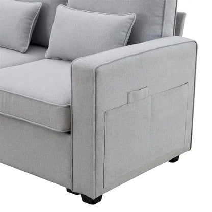 Merax 114.2 Upholstered Sofa with Console, 2 Cupholders and 2 USB Ports Wired or Wirelessly Charged