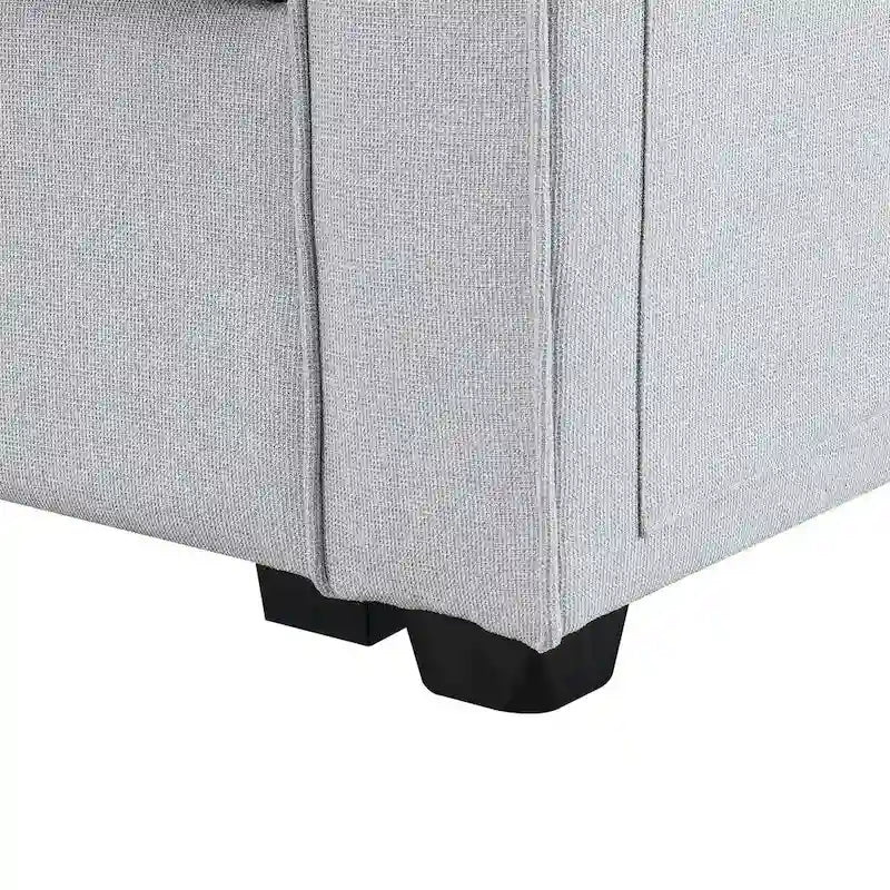 Merax 114.2 Upholstered Sofa with Console, 2 Cupholders and 2 USB Ports Wired or Wirelessly Charged