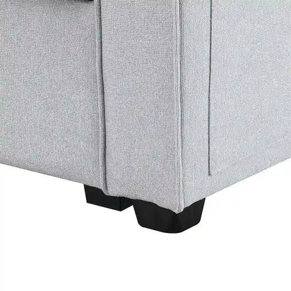 Merax 114.2 Upholstered Sofa with Console, 2 Cupholders and 2 USB Ports Wired or Wirelessly Charged