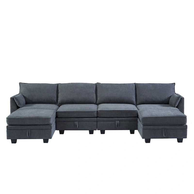 Merax U-Shape Convertible Modular Sectional Sofa Bed with Reversible Chaise