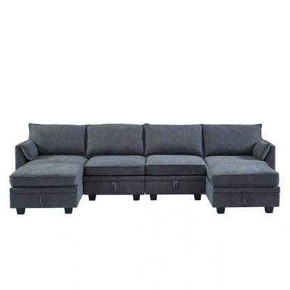 Merax U-Shape Convertible Modular Sectional Sofa Bed with Reversible Chaise