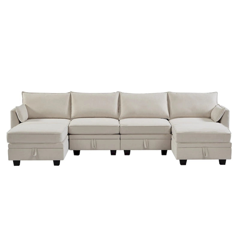 Merax U-Shape Convertible Modular Sectional Sofa Bed with Reversible Chaise