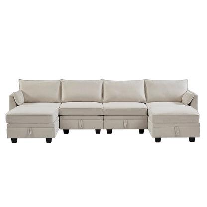 Merax U-Shape Convertible Modular Sectional Sofa Bed with Reversible Chaise
