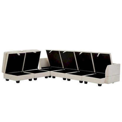 Merax U-Shape Convertible Modular Sectional Sofa Bed with Reversible Chaise
