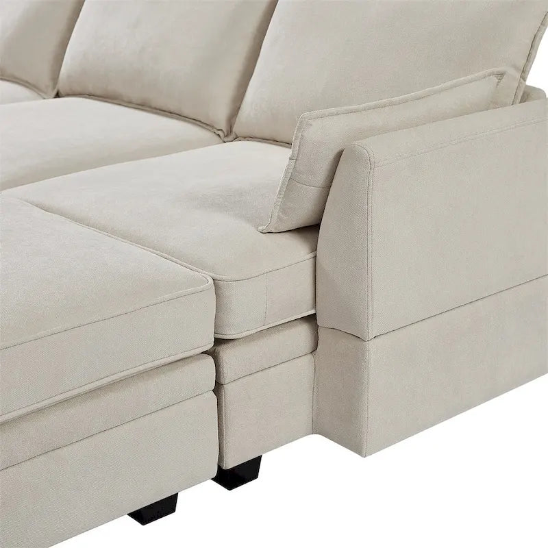 Merax U-Shape Convertible Modular Sectional Sofa Bed with Reversible Chaise
