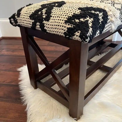 HERAT ORIENTAL Handmade Cotton Dhurrie Upholstered Storage Bench
