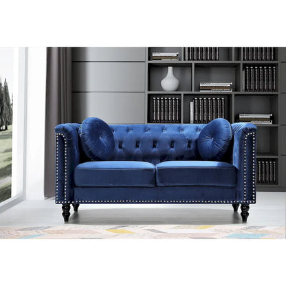Velvet Kittleson Nailhead Chesterfield Loveseat