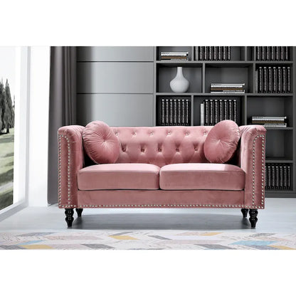 Velvet Kittleson Nailhead Chesterfield Loveseat