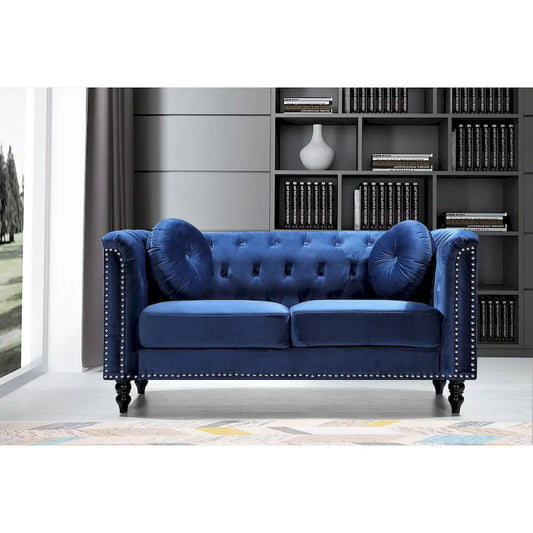  Velvet Kittleson Nailhead Chesterfield Loveseat