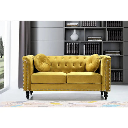 Velvet Kittleson Nailhead Chesterfield Loveseat