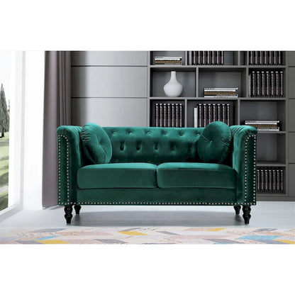 Velvet Kittleson Nailhead Chesterfield Loveseat