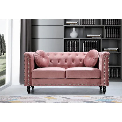 Velvet Kittleson Nailhead Chesterfield Loveseat