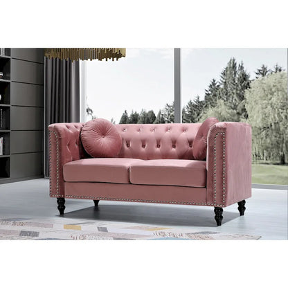 Velvet Kittleson Nailhead Chesterfield Loveseat