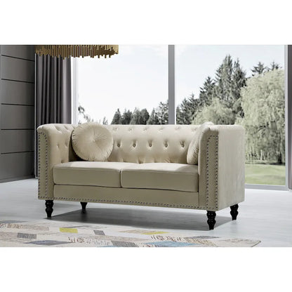 Velvet Kittleson Nailhead Chesterfield Loveseat
