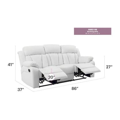Daria 85 in. W Flared Arm Faux Leather Straight Reclining Sofa - 37L x 85W x 41H