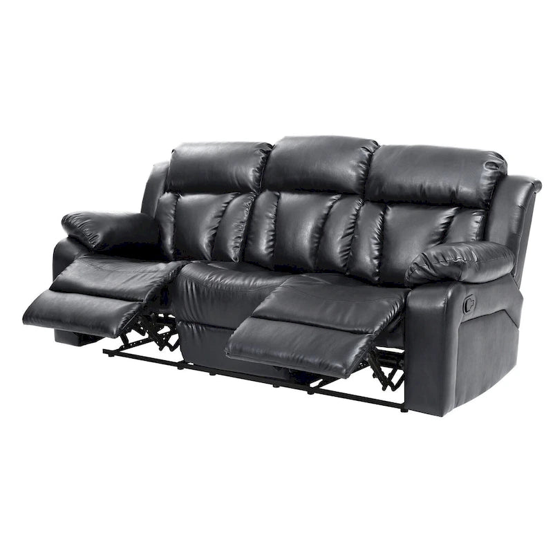 Daria 85 in. W Flared Arm Faux Leather Straight Reclining Sofa - 37L x 85W x 41H