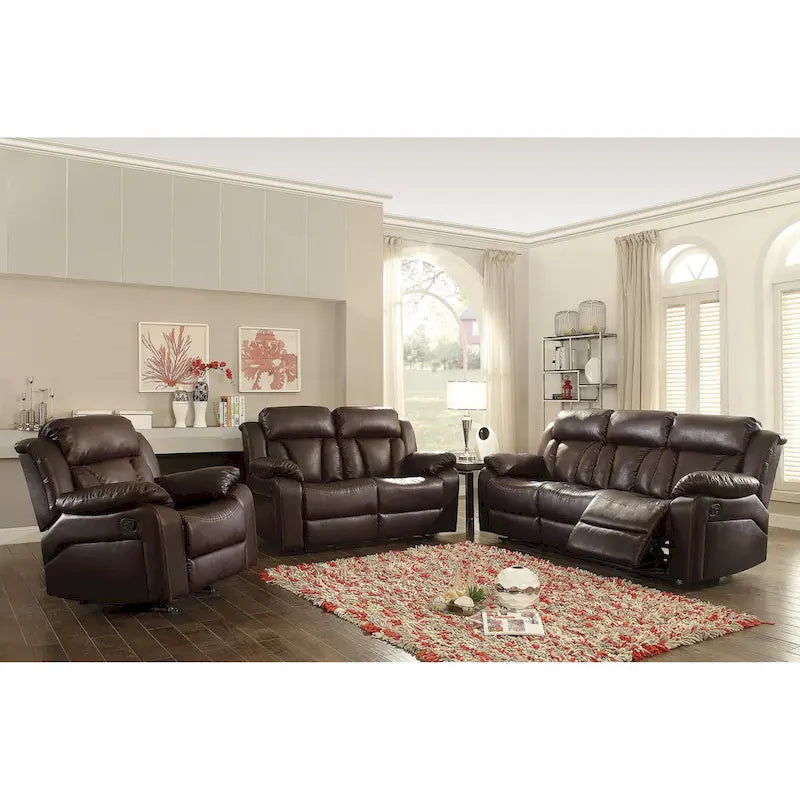 Daria 85 in. W Flared Arm Faux Leather Straight Reclining Sofa - 37L x 85W x 41H