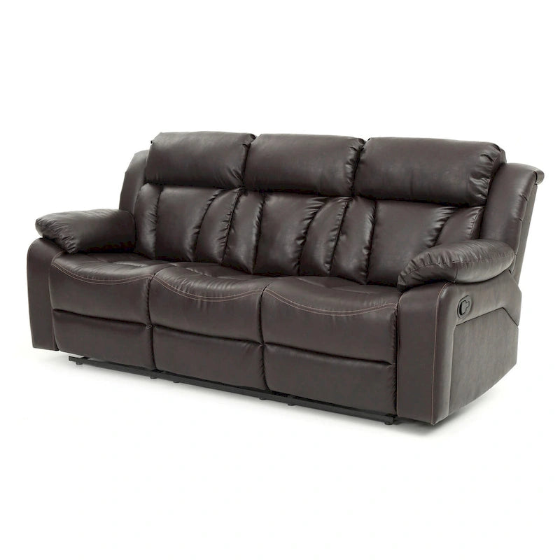 Daria 85 in. W Flared Arm Faux Leather Straight Reclining Sofa - 37L x 85W x 41H