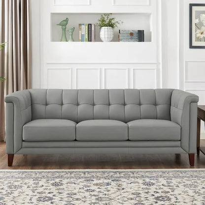 Hydeline Arvo Top Grain Leather Sofa Couch with Feather, Memory Foam and Springs